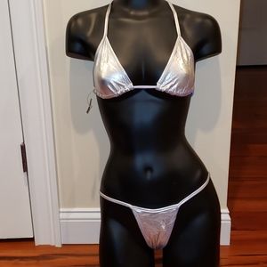 Metallic silver 2 piece bikini